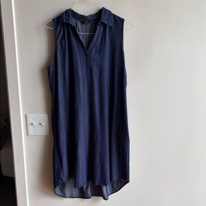 Sleeveless Navy Shirt Dress